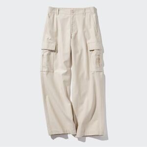 Uniqlo Women XXL Wide Straight Cargo Pants Cream‎ Beachy Summer Coastal Loose